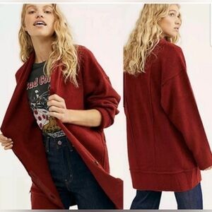 Free People Eucalyptus Oversized Cardigan - Burgundy / Rust Color - Size Large